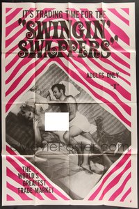 7s0307 LOT OF 6 FOLDED SWINGIN' SWAPPERS BLACK TITLE STYLE ONE-SHEETS 1973 sexy trade market!