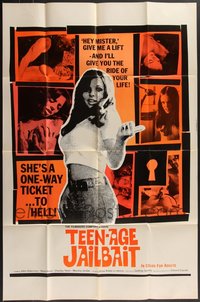 7s0317 LOT OF 5 FOLDED SINGLE-SIDED TEEN-AGE JAILBAIT ONE-SHEETS 1970 a one-way ticket to Hell!