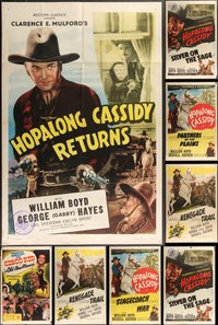 7s0275 LOT OF 11 FOLDED HOPALONG CASSIDY ONE-SHEETS 1940s cool images of cowboy hero William Boyd!