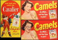 7s0007 LOT OF 3 UNFOLDED 1950S CIGARETTE ADVERTISING POSTERS 1950s ads for Cavalier & Camel!