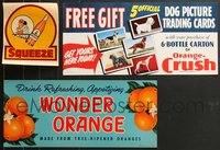 7s0008 LOT OF 3 UNFOLDED 1940S-50S ORANGE SOFT DRINK ADVERTISING POSTERS 1940s-1950s cool!