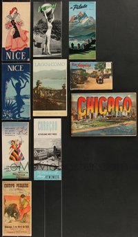 7s0868 LOT OF 10 TRAVEL BROCHURES & POSTCARD BOOKS 1950s-1960s Chicago, Nice, Curacao & more!