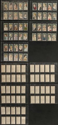 7s0858 LOT OF 50 ENGLISH CIGARETTE CARDS 1934 color portraits of top Hollywood actresses with info!