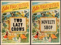 7s0335 LOT OF 2 FOLDED COLUMBIA COLOR FAVORITES STOCK ONE-SHEETS 1947-1949 great cartoon art!