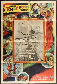 7s0332 LOT OF 3 FOLDED COLUMBIA RHAPSODY CARTOON STOCK ONE-SHEETS 1941 two with overprinting!