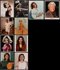 7s0878 LOT OF 10 COLOR SIGNED REPRO PHOTOS 1980s great portraits of male & female stars!