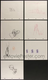 7s0623 LOT OF 7 SIMPSONS PENCIL DRAWINGS 2000s art of Homer, Marge, Mr. Burns & more!