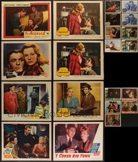 7s0444 LOT OF 37 1940S CRIME & FILM NOIR LOBBY CARDS 1940s incomplete sets from several movies!