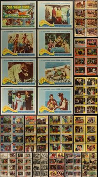 7s0362 LOT OF 135 1950S LOBBY CARDS 1950s mostly complete sets from a variety of different movies!