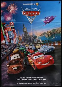 7s0065 LOT OF 6 FOLDED CARS 2 ITALIAN ONE-PANELS 2011 Disney/Pixar, great image of the top cast!