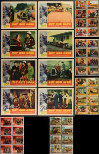 7s0424 LOT OF 48 MOTORCYCLE & HOT ROD LOBBY CARDS 1950s-1960s complete sets from six movies!