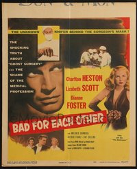 7s0105 LOT OF 58 BAD FOR EACH OTHER WINDOW CARDS 1953 Charlton Heston & sexy Lizabeth Scott!