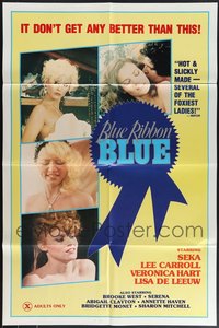 7s0204 LOT OF 35 FOLDED SINGLE-SIDED BLUE RIBBON BLUE ONE-SHEETS 1985 Seka & several foxy ladies!