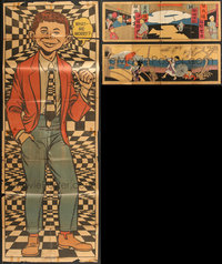 7s0659 LOT OF 4 FOLDED MISCELLANEOUS POSTERS 1930s-1960s cool art of Alfred E. Neuman & more!