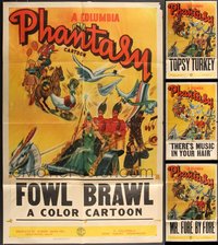 7s0329 LOT OF 4 FOLDED COLUMBIA PHANTASY CARTOON STOCK ONE-SHEETS 1939 each with a different snipe!