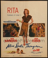 7s0120 LOT OF 16 MISS SADIE THOMPSON WINDOW CARDS 1953 sexy smoking Rita Hayworth turns it on!