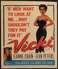 7s0123 LOT OF 14 VICKI WINDOW CARDS 1953 Jeanne Crain, Jean Peters, why shouldn't men pay for it!