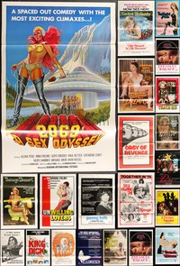 7s0147 LOT OF 65 TRI-FOLDED SEXPLOITATION ONE-SHEETS 1970s-1980s sexy images with some nudity!