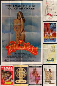 7s0280 LOT OF 10 FOLDED SEXPLOITATION ONE-SHEETS 1970s sexy images with partial nudity!