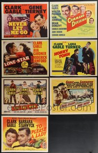 7s0505 LOT OF 7 CLARK GABLE TITLE CARDS 1940s-1950s Never Let Go, Honky Tonk, Tall Men & more!