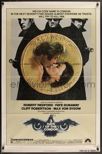 7t0735 3 DAYS OF THE CONDOR 1sh 1975 CIA analyst Robert Redford & Faye Dunaway!