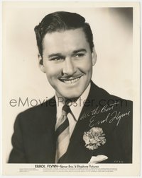 7t1246 ERROL FLYNN 8x10.25 still 1930s great head & shoulders portrait with facsimile signature!