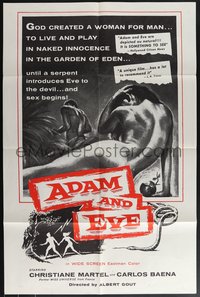 7t0738 ADAM & EVE int'l 1sh 1958 sexiest art of naked man & woman in the Mexican Garden of Eden!