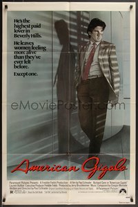 7t0751 AMERICAN GIGOLO 1sh 1980 male prostitute Richard Gere is being framed for murder!