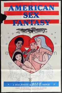 7t0753 AMERICAN SEX FANTASY 1sh 1975 red, white, blue, wild Archie comics parody art!