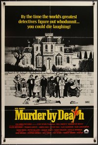 7t0280 MURDER BY DEATH Aust 1sh 1976 Sellers, Charles Addams art of cast by dead body, ultra rare!