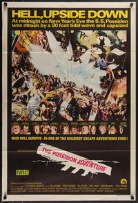 7t0281 POSEIDON ADVENTURE Aust 1sh 1972 art of Gene Hackman & Stella Stevens escaping by Mort Kunstler!