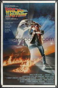 7t0761 BACK TO THE FUTURE studio style 1sh 1985 art of Michael J. Fox & Delorean by Drew Struzan!