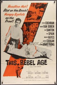 7t0768 BEAT GENERATION 1sh R1961 sexy Mamie Van Doren trapped by beatnik Ray Danton, This Rebel Age!