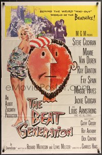 7t0767 BEAT GENERATION 1sh 1959 full-length artwork of sexy Mamie Van Doren & beatnik!