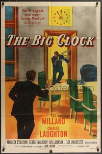 7t0776 BIG CLOCK 1sh 1948 Ray Milland in the strangest and most savage manhunt in history!