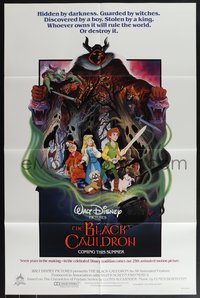 7t0779 BLACK CAULDRON advance 1sh 1985 first Walt Disney CG, cool fantasy art by Paul Wenzel!