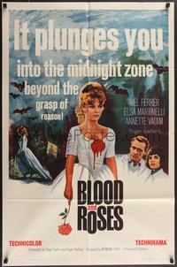 7t0785 BLOOD & ROSES 1sh 1961 Roger Vadim's Et mourir de plaisir, sexiest vampire Annette Vadim!