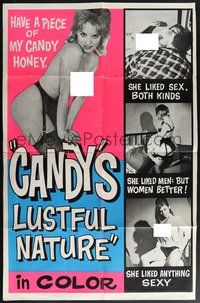 7t0801 CANDY'S LUSTFUL NATURE 1sh 1967 sexy Hermie Rose, she liked men, but also women, ultra rare!