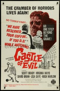 7t0807 CASTLE OF EVIL 1sh 1966 sexy Virginia Mayo, funeral expenses paid if you drop dead watching!