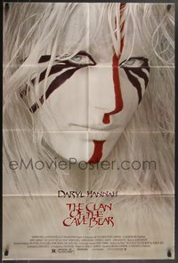 7t0815 CLAN OF THE CAVE BEAR 1sh 1986 fantastic close-up image of Daryl Hannah in tribal make up!