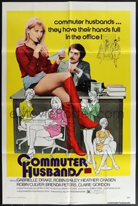 7t0820 COMMUTER HUSBANDS 1sh 1973 sexploitation, sexy secretary has her hands full!