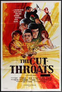 7t0832 CUT-THROATS 1sh 1969 John Hayes, Jay Scott, cool action artwork!