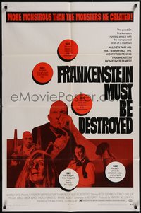 7t0874 FRANKENSTEIN MUST BE DESTROYED 1sh 1970 Peter Cushing is more monstrous than his monster!