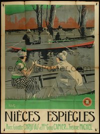 7t0253 NIECES ESPIEGLES French 1p 1910s Roberty art of Chrysias and Camier on boat, ultra rare!