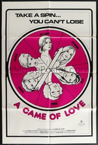 7t0884 GAME OF LOVE 1sh 1974 sexy Sheila Stuart sexploitation, take a spin, purple style!