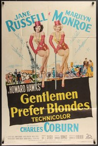 7t0886 GENTLEMEN PREFER BLONDES 1sh 1953 art of super sexy Marilyn Monroe & Jane Russell!