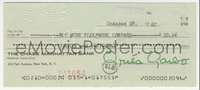 7t0178 GRETA GARBO signed canceled check 1967 paying $20.94 to the New York Telephone Company!