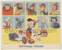 7t1208 PINOCCHIO 2pg herald 1940 Walt Disney classic cartoon, different image w/character portraits!