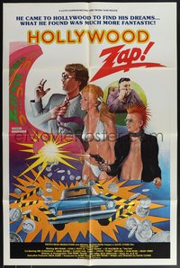 7t0902 HOLLYWOOD ZAP 1sh 1986 Ben Frank came to Hollywood to find his dreams, wild art, ultra rare!