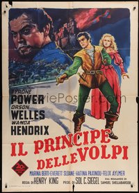 7t0220 PRINCE OF FOXES Italian 1p R1960 Orson Welles, Power w/sword protects Hendrix, ultra rare!